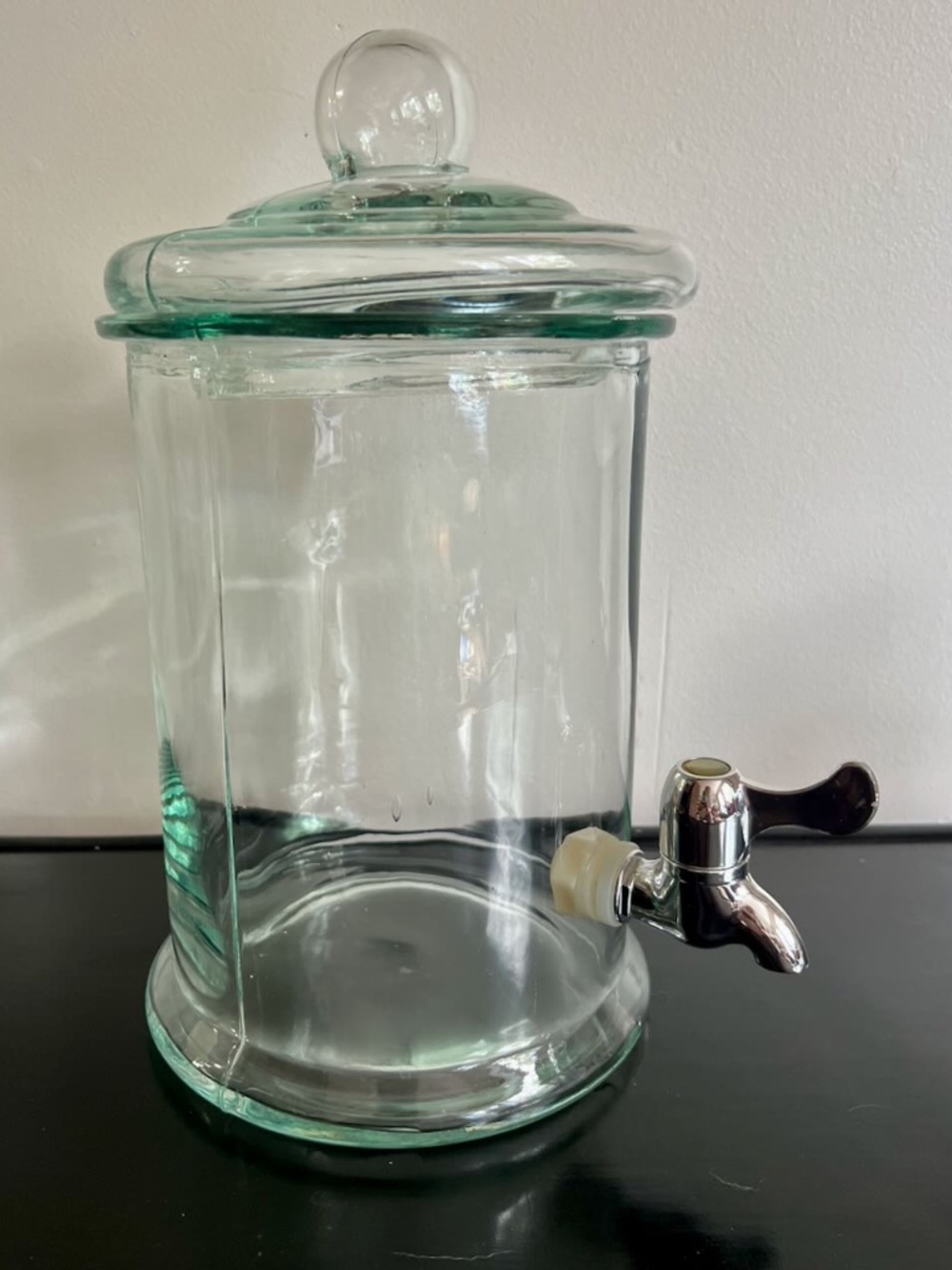 Vintage Large Glass Beverage Dispenser Jar with Lid and Spigot